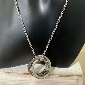 Armani Exchange Silver Tone Three Ring Necklace